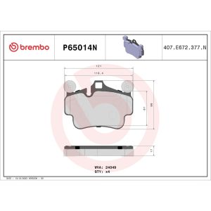 Brembo Brake Pad, Nao, Fmsi Number D1135-7894, Ceramic, Set of 4 – P65014N