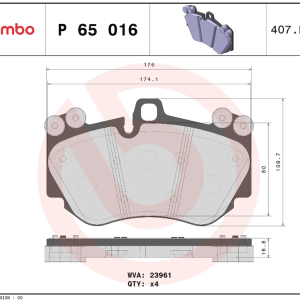 Brembo Brake Pad, Prime Line, Fmsi Number D1130-8241, Low-Metallic, Set of 4 – P65016