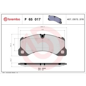 Brembo Brake Pad, Fmsi Number D1349-8459/ D1349-8786/ D1577-8790, Low-Metallic, Set of 4 – P65017