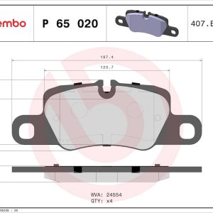 Brembo Brake Pad, Fmsi Number D1416-8531/ D1417-8532/ D1919-8531, Low-Metallic, Set of 4 – P65020