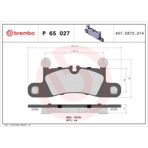 Brembo Brake Pad, Fmsi Number D1453-8643, Low-Metallic, Set of 4 – P65027