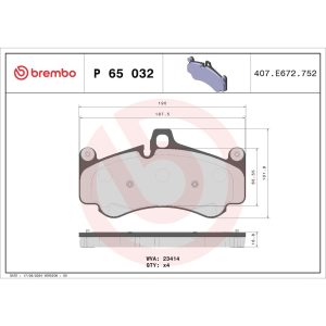 Brembo Brake Pad, Fmsi Number D991-7892, Low-Metallic, Set of 4 – P65032