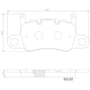 Brembo Brake Pad, Nao, Fmsi Number D1740-8963, Ceramic, Set of 4 – P65037N