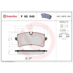 Brembo Brake Pad, Fmsi Number D1780-9009, Low-Metallic, Set of 4 – P65040