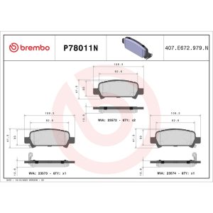 Brembo Brake Pad, Nao, Fmsi Number D770-7637, Ceramic, Set of 4 – P78011N