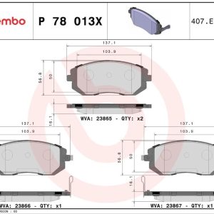 Brembo Brake Pad, Xtra Line, Fmsi Number D929-7830/ D929-7880, Low-Metallic, Set of 4 – P78013X