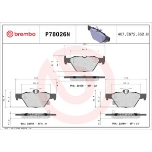 Brembo Brake Pad, Nao, Fmsi Number D1808-9043, Ceramic, Set of 4 – P78026N