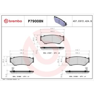 Brembo Brake Pad, Nao, Fmsi Number D556-7435, Ceramic, Set of 4 – P79008N