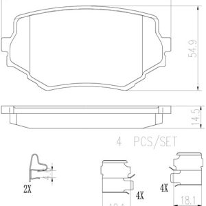 Brembo Brake Pad, Nao, Fmsi Number D680-7559, Ceramic, Set of 4, With Hardware – P79009N
