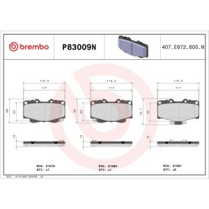Brembo Brake Pad, Nao, Fmsi Number D436-7549, Ceramic, Set of 4 – P83009N