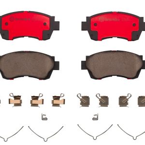 Brembo Brake Pad, Nao, Fmsi Number D718-7357/ D697-7357/ D476-7357, Ceramic, Set of 4, With Hardware – P83027N