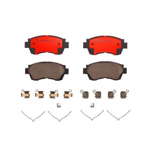 Brembo Brake Pad, Nao, Fmsi Number D718-7357/ D697-7357/ D476-7357, Ceramic, Set of 4, With Hardware – P83027N