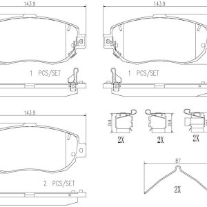 Brembo Brake Pad, Nao, Fmsi Number D619-7495, Ceramic, Set of 4, With Hardware – P83037N