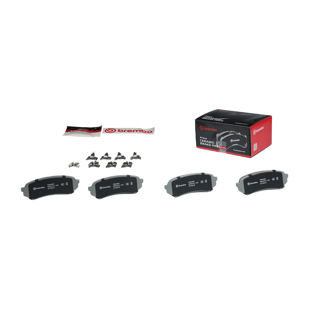 Brembo Brake Pad, Nao, Fmsi Number D773-7640, Ceramic, Set of 4, With Hardware – P83049N