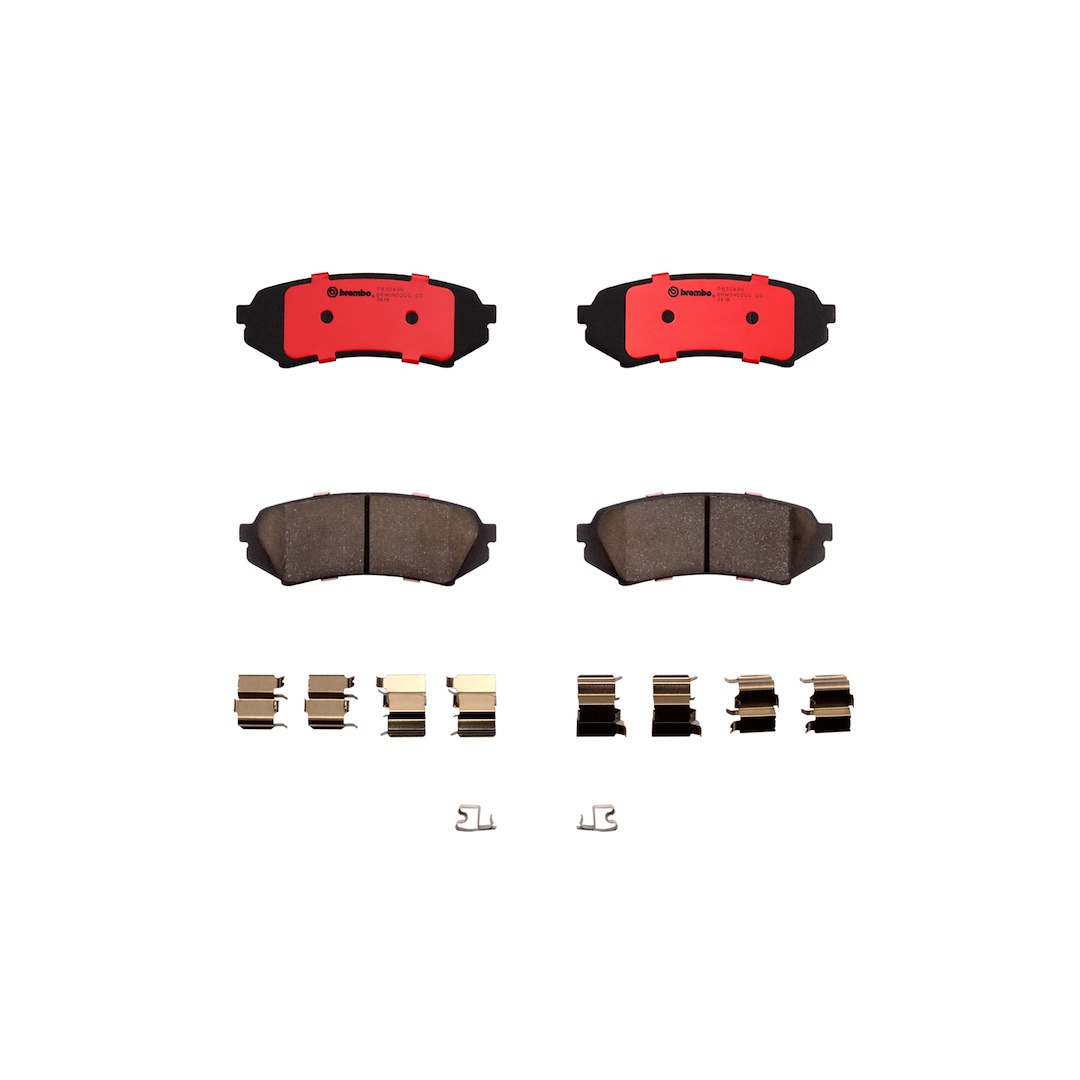 Brembo Brake Pad, Nao, Fmsi Number D773-7640, Ceramic, Set of 4, With Hardware – P83049N