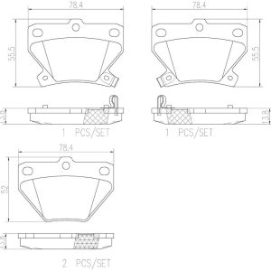 Brembo Brake Pad, Nao, Fmsi Number D823-7696, Ceramic, Set of 4 – P83052N