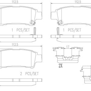 Brembo Brake Pad, Nao, Fmsi Number D995-7895, Ceramic, Set of 4, With Hardware – P83056N