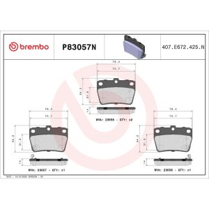 Brembo Brake Pad, Nao, Fmsi Number D1051-7955, Ceramic, Set of 4 – P83057N