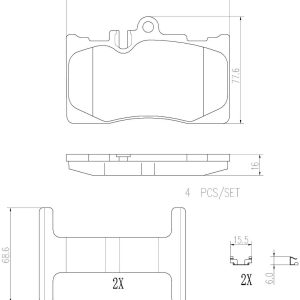 Brembo Brake Pad, Nao, Fmsi Number D870-7745, Ceramic, Set of 4 – P83058N