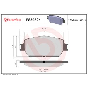 Brembo Brake Pad, Nao, Fmsi Number D908-7787, Ceramic, Set of 4 – P83062N