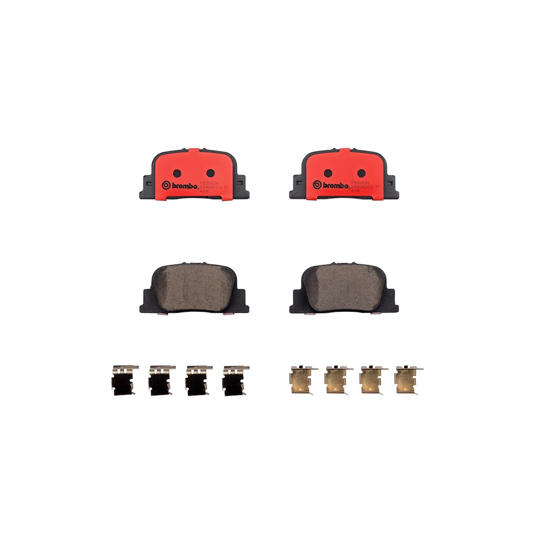 Brembo Brake Pad, Nao, Fmsi Number D835-7708, Ceramic, Set of 4, With Hardware – P83063N