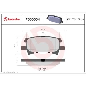 Brembo Brake Pad, Nao, Fmsi Number D996-7897, Ceramic, Set of 4 – P83068N