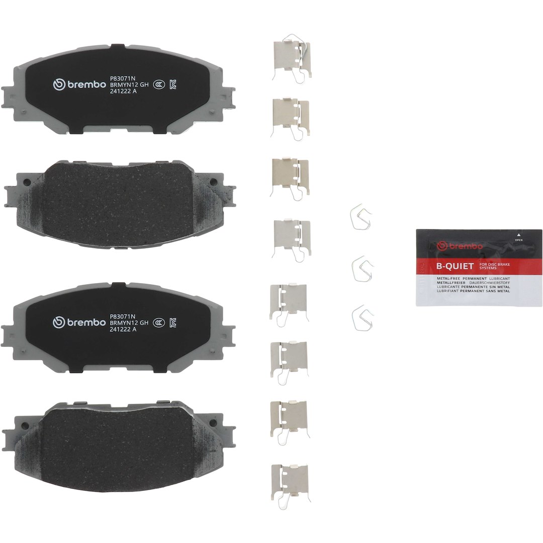 Brembo Brake Pad, Nao, Fmsi Number D1211-8331, Ceramic, Set of 4, With Hardware – P83071N