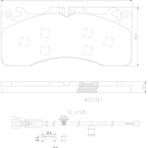 Brembo Brake Pad, Nao, Fmsi Number D1440-8576, Ceramic, Set of 4 – P83154N