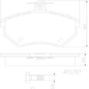 Brembo Brake Pad, Nao, Fmsi Number D684-7571, Ceramic, Set of 4, With Hardware – P85011N