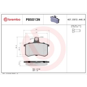Brembo Brake Pad, Nao, Fmsi Number D851-7727, Ceramic, Set of 4, With Hardware – P85013N