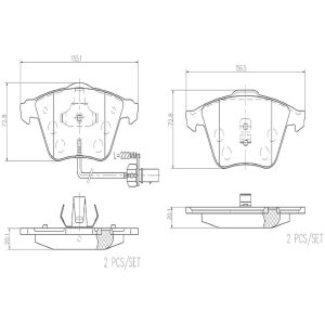 Brembo Brake Pad, Nao, Fmsi Number D915-7796, Ceramic, Set of 4 – P85056N