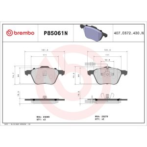 Brembo Brake Pad, Nao, Fmsi Number D880-7757, Ceramic, Set of 4 – P85061N
