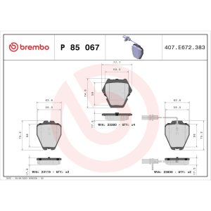 Brembo Brake Pad, Fmsi Number D839-7725, Low-Metallic, Set of 4 – P85067