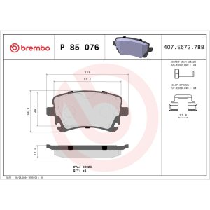 Brembo Brake Pad, Fmsi Number D1018-7921, Low-Metallic, Set of 4, With Hardware – P85076