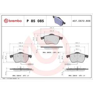 Brembo Brake Pad, Fmsi Number D840-7715, Low-Metallic, Set of 4 – P85085