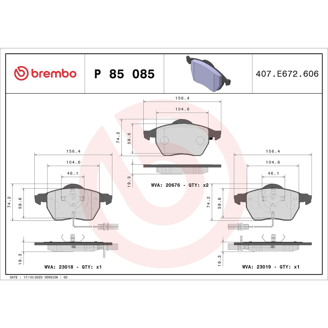 Brembo Brake Pad, Fmsi Number D840-7715, Low-Metallic, Set of 4 – P85085