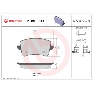 Brembo Brake Pad, Fmsi Number D1386-8494, Low-Metallic, Set of 4, With Hardware – P85099
