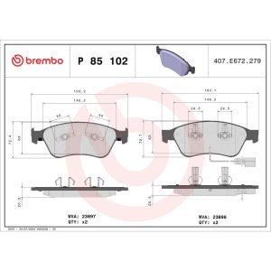 Brembo Brake Pad, Fmsi Number D1024-7928, Low-Metallic, Set of 4 – P85102