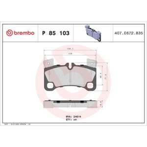 Brembo Brake Pad, Fmsi Number D1350-8460, Low-Metallic, Set of 4 – P85103