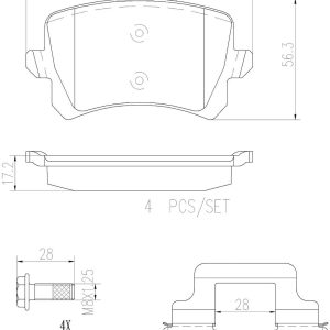 Brembo Brake Pad, Nao, Fmsi Number D1348-8213, Ceramic, Set of 4 – P85108N