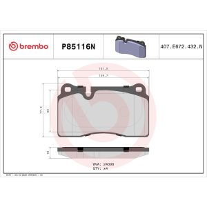 Brembo Brake Pad, Nao, Fmsi Number D1600-8814, Ceramic, Set of 4 – P85110N