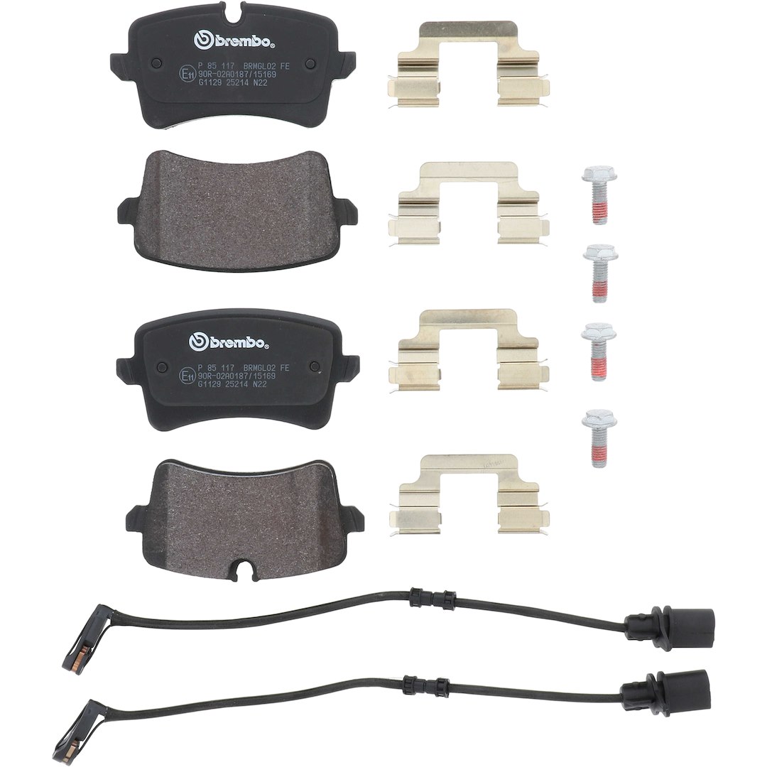 Brembo Brake Pad, Fmsi Number D1547-8755, Low-Metallic, Set of 4, With Hardware – P85117