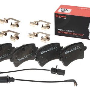 Brembo Brake Pad, Prime Line, Fmsi Number D1547-8755, Low-Metallic, Set of 4, With Mounting Hardware and Pad Wear Sensor – P85119