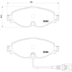 Brembo Brake Pad, Xtra Line, Fmsi Number D1760-8989, Low-Metallic, Set of 4, With Pad Wear Sensor and Mounting Hardware – P85126X