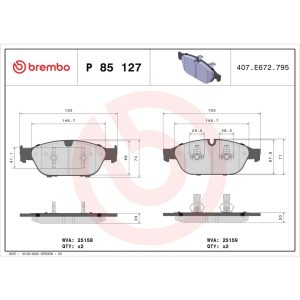 Brembo Brake Pad, Fmsi Number D1549-8758, Low-Metallic, Set of 4 – P85127