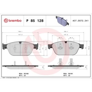 Brembo Brake Pad, Fmsi Number D1546-8754, Low-Metallic, Set of 4 – P85128