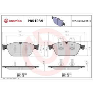 Brembo Brake Pad, Nao, Fmsi Number D1546-8754, Ceramic, Set of 4 – P85128N