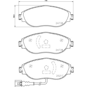Brembo Brake Pad, Xtra Line, Fmsi Number D1633-8849, Low-Metallic, Set of 4, With Pad Wear Sensor and Mounting Hardware – P85131X