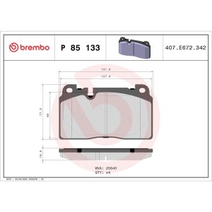 Brembo Brake Pad, Fmsi Number D1663-8891, Low-Metallic, Set of 4 – P85133