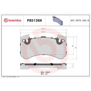 Brembo Brake Pad, Nao, Fmsi Number D1575-8788, Ceramic, Set of 4 – P85136N